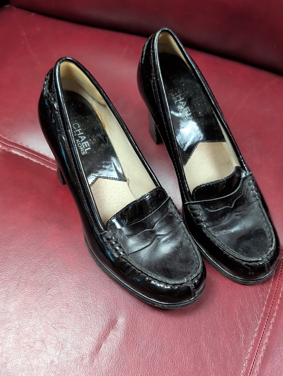 MICHAEL Michael Kors Shoes - Michael Kors Black Patent Leather Heeled Loafers Women's 6